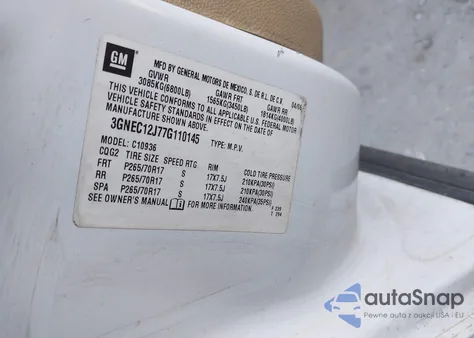 2007 Chevrolet Avalanche 1500 Lt from USA, damaged, VIN 3GNEC12J77G110145